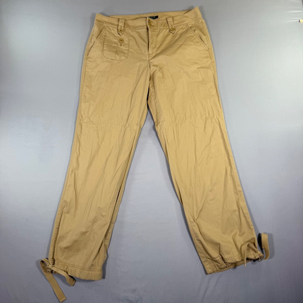Lauren Ralph Lauren Khaki Cargo Pants Ankle Tie 8 Safari Preppy Gorpcore